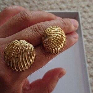 Vintage Napier gold tone strips earrings